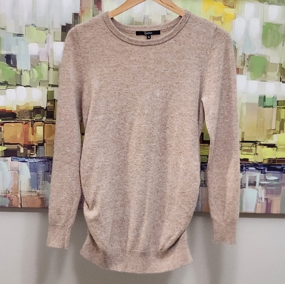 Quince Cashmere Crewneck Sweater Ruched Sides - Picture 6 of 11